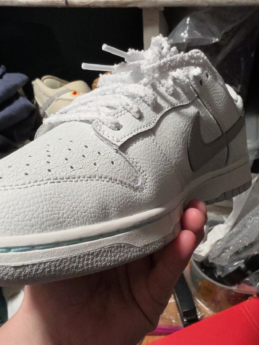 Nike Dunk Low Retro SE in Summit White and Metallic Silver - Picture 6 of 12